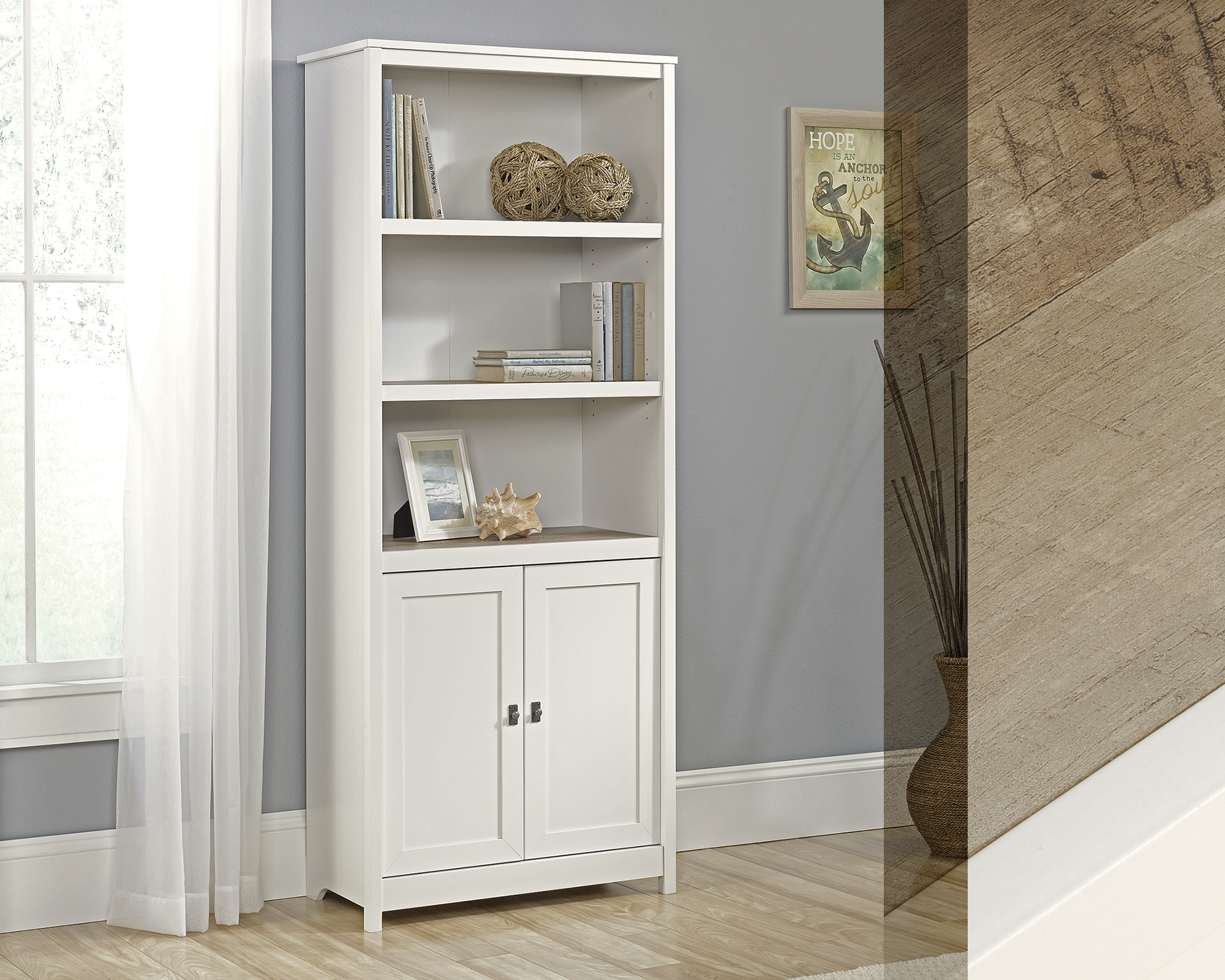 SHAKER STYLE LIBRARY WITH DOORS - LINTEL OAK | Igloo Home Furniture